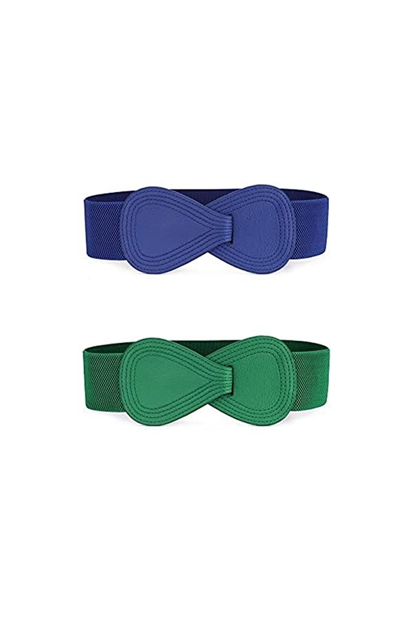 PEJPYMC Ceinture élastique En Similicuir En Forme De 8 Avec Boucle De Verrouillage Pour Dame G,One Size 