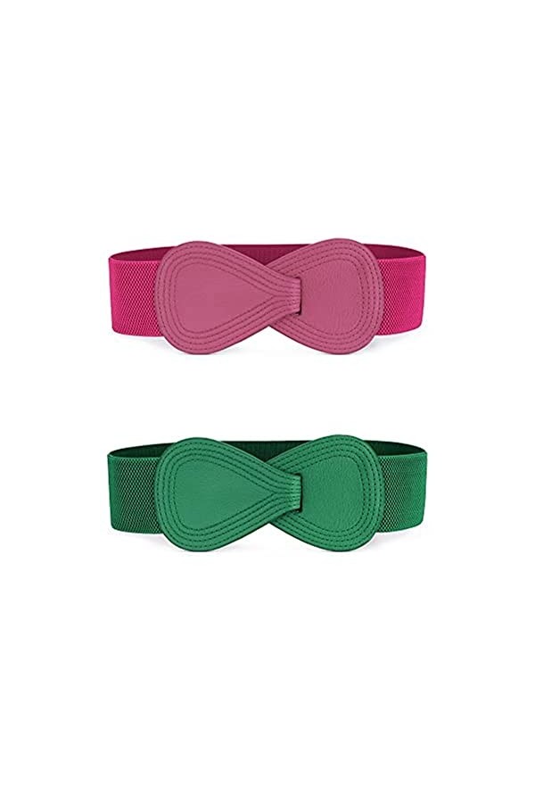 PEJPYMC Ceinture élastique En Similicuir En Forme De 8 Avec Boucle De Verrouillage Pour Dame G,One Size 