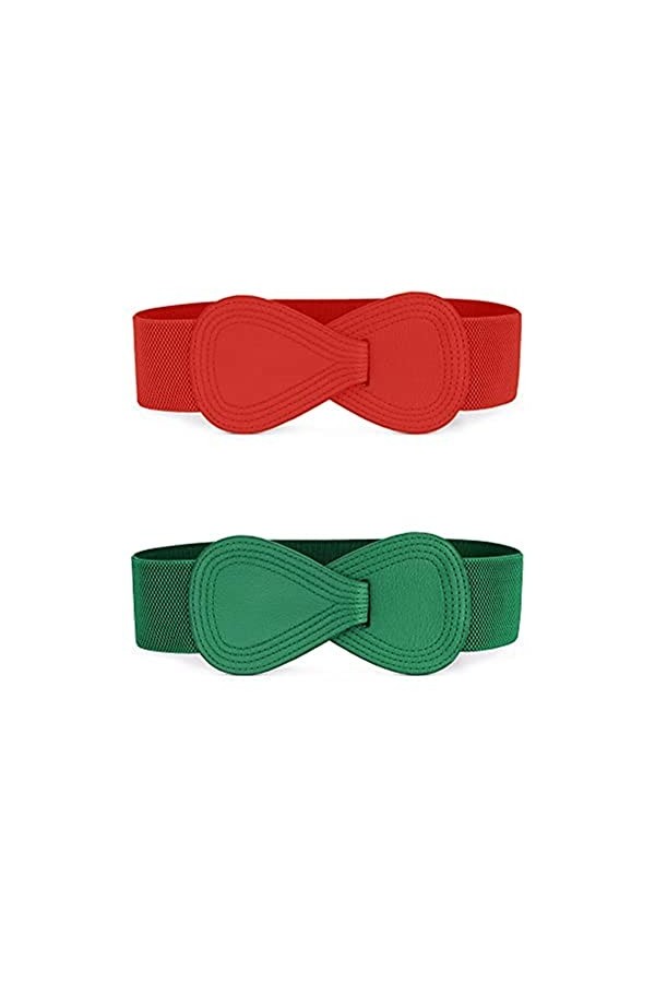 PEJPYMC Ceinture élastique En Similicuir En Forme De 8 Avec Boucle De Verrouillage Pour Dame G,One Size 