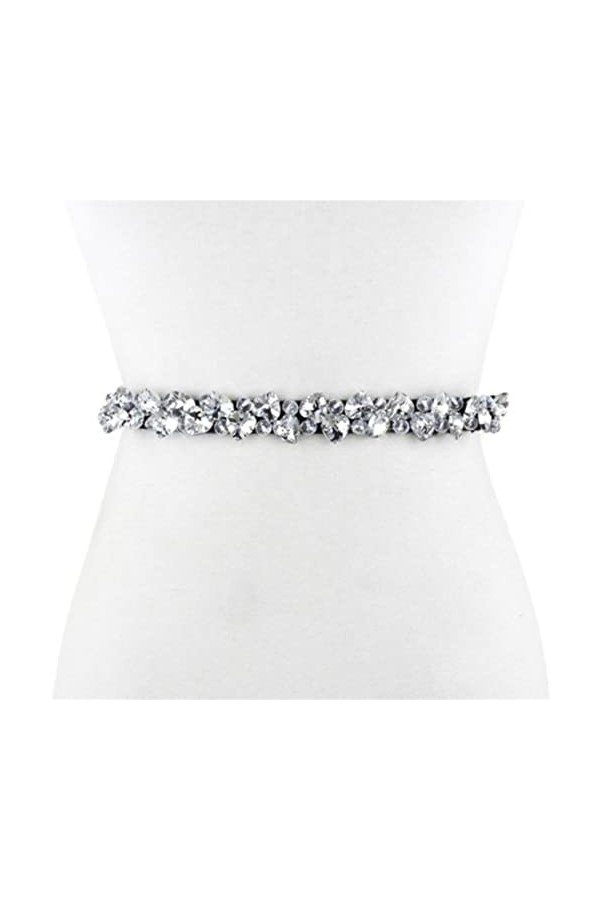 JINLL Ceinture De Taille Élastique Élégante Ceinture De Taille Extensible Mince Vintage Avec Strass Ceinture De Robe Rétro Él