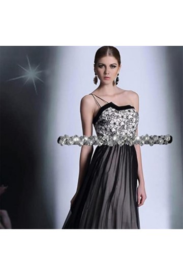 JINLL Ceinture De Taille Élastique Élégante Ceinture De Taille Extensible Mince Vintage Avec Strass Ceinture De Robe Rétro Él