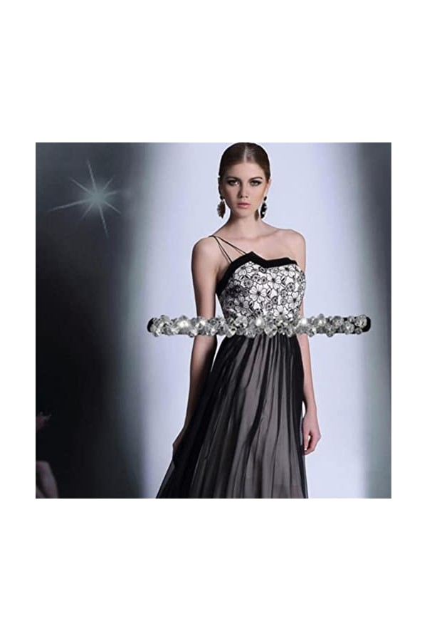 JINLL Ceinture De Taille Élastique Élégante Ceinture De Taille Extensible Mince Vintage Avec Strass Ceinture De Robe Rétro Él
