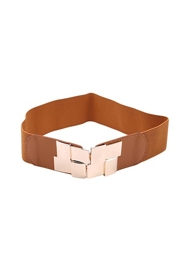 JINLL Femmes Dames Vintage Large Faux Cuir Robe Élastique Extensible Corset Cinch Ceinture, Marron