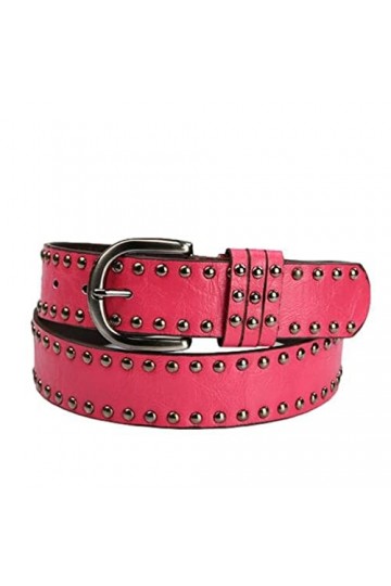 Idopy Ceinture gothique punk en cuir synthétique pour femme, rose rouge, taille unique