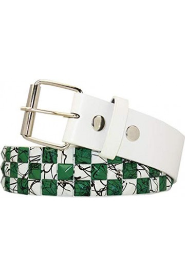 Emeco Stb-014 Ceinture à rivets Pyramide 3 R Blanc/vert - - Medium