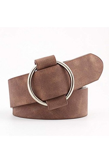 ZFWB Mesdames ceinture dernière boucle ronde ceinture dames jeans décontractés sauvage sans aiguille en métal boucle dames ce