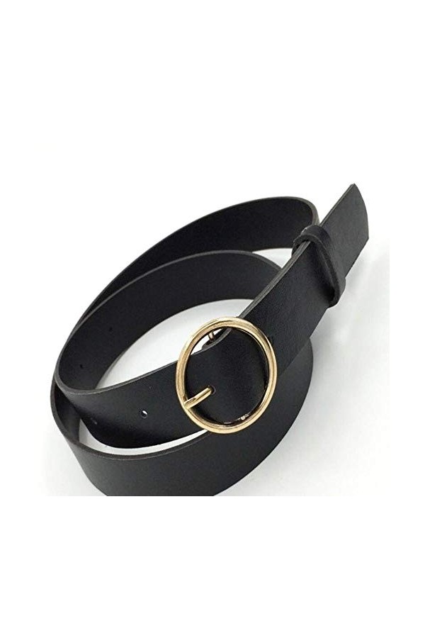 ZFWB Mesdames ceinture dernière boucle ronde ceinture dames jeans décontractés sauvage sans aiguille en métal boucle dames ce