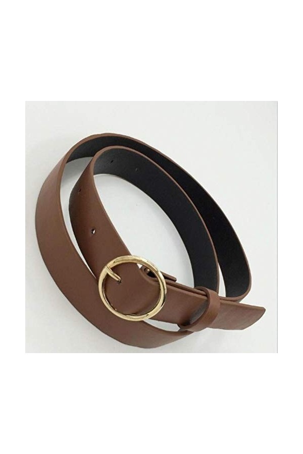 ZFWB Mesdames ceinture dernière boucle ronde ceinture dames jeans décontractés sauvage sans aiguille en métal boucle dames ce