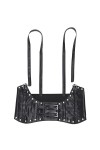 YANFJHV Femme Style Punk Décoration Extérieur Gilet Harnais Ceinture Élastique Large Ceinture Joint Taille Femme Châle Bleu, 