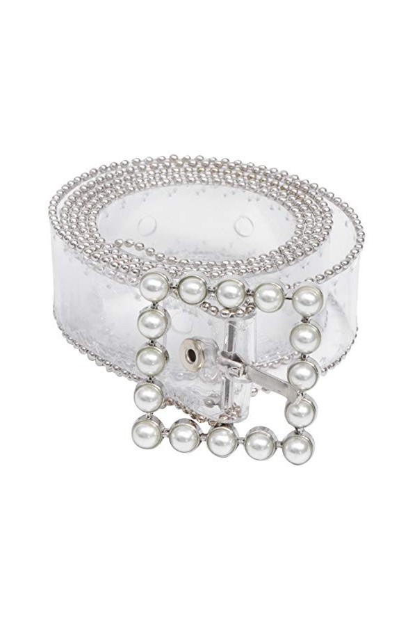 TENDYCOCO Ceinture de Taille pour Les Femmes Ceinture Transparente Taille Fausse Perle Boucle de Ceinture de Gelée Ceinture d