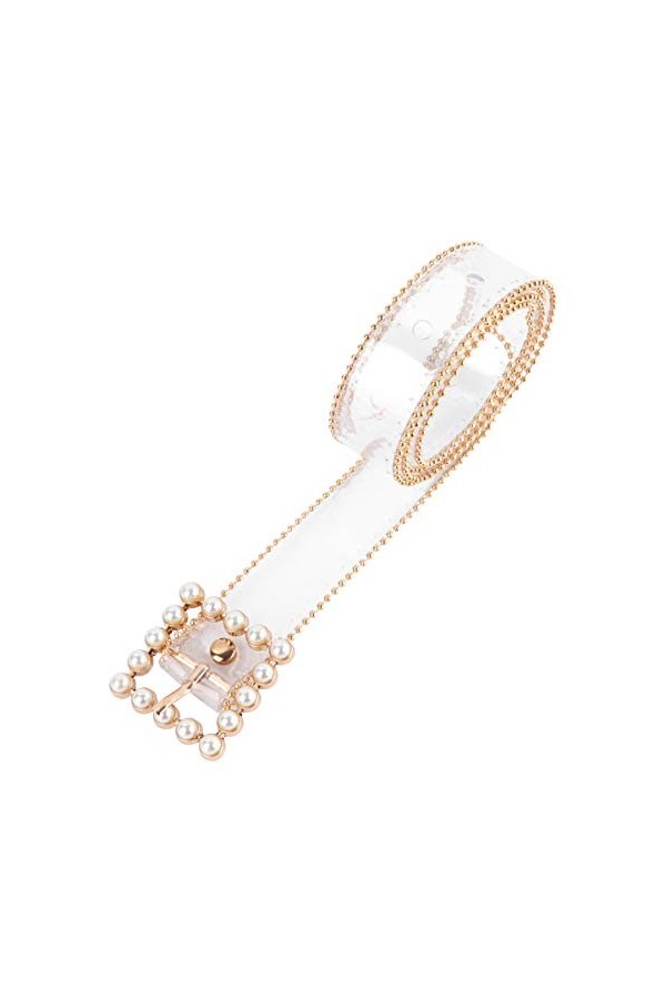 TENDYCOCO Ceinture de Taille pour Les Femmes Ceinture Transparente Taille Fausse Perle Boucle de Ceinture de Gelée Ceinture d
