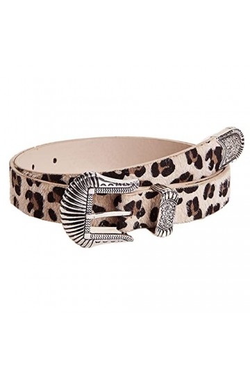 LA HAUTE Ceinture réglable en daim pour femme Imprimé léopard, 6599 Léopard, taille unique