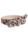 LA HAUTE Ceinture réglable en daim pour femme Imprimé léopard, 6599 Léopard, taille unique