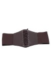 ICUTEDIY Ceinture Cinch à lacets Élastique Lié Waspie Corset Ceinture Ceinture Rétro Faux Cuir Ceinture pour Femmes Robe Cost
