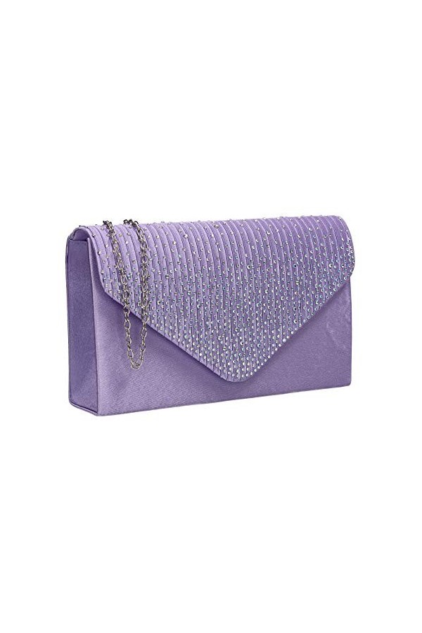 SwankySwans Pochette style enveloppe Abby avec strass pour femme, lilas, Taille unique