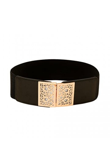 MOMBIY Ceinture Noir Avec Strass Mesdames mode atmosphère large ceinture ceinture élastique décorative ceinture polyvalente C