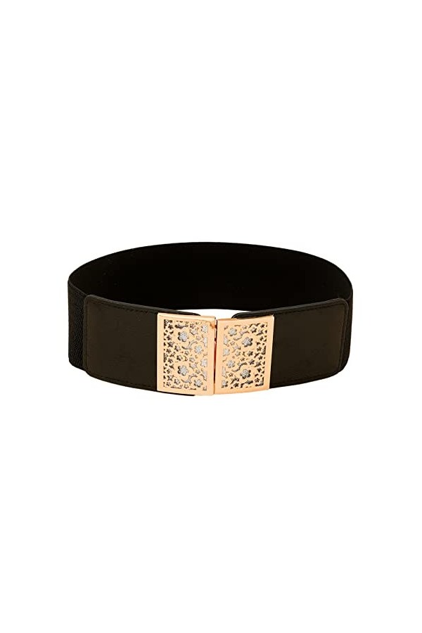 MOMBIY Ceinture Noir Avec Strass Mesdames mode atmosphère large ceinture ceinture élastique décorative ceinture polyvalente C