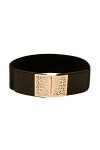 MOMBIY Ceinture Noir Avec Strass Mesdames mode atmosphère large ceinture ceinture élastique décorative ceinture polyvalente C