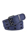 ZXJXZ Unisexe Toile Ceinture Élégant Tissé Double Cercle Trou avec Boucle Veste Ceinture Mince Élastique Jeans Pantalon Ceint