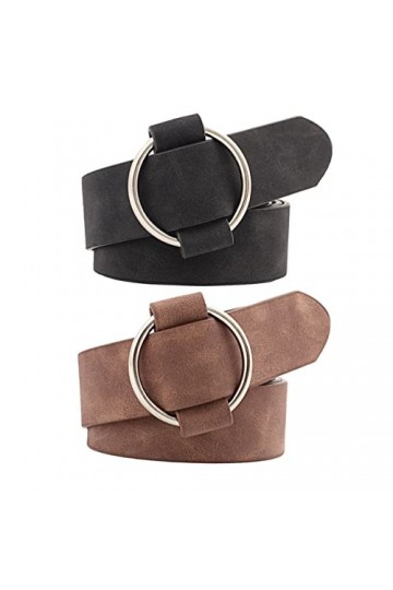 GALPADA 2 Pièces Cinch Large Ceinture Ronde Ceinture Aiguille Noir Sangle Broche Pu Élastique Dame Ceinture Ceintures Taille 