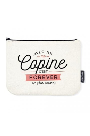 Manahia Pochette Cadeau Copine Coton - Avec toi ma copine c’est forever | Cadeau Meilleure Amie | 100% Coton | Cadeau Amitié 