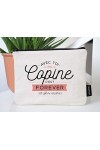 Manahia Pochette Cadeau Copine Coton - Avec toi ma copine c’est forever | Cadeau Meilleure Amie | 100% Coton | Cadeau Amitié 