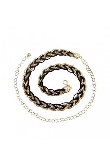 Ceinture en métal pour femme - Crochet de perles - Chaîne de taille tendance - Décoration en métal - Boucle de ceinture de co