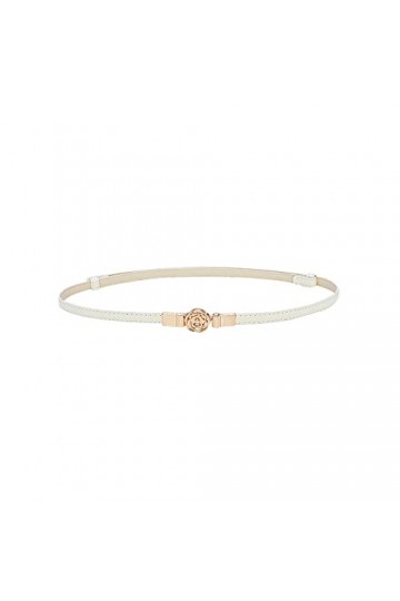 Ceinture réglable élégante et polyvalente avec fermoir à boucle élastique pour femme, blanc, taille unique