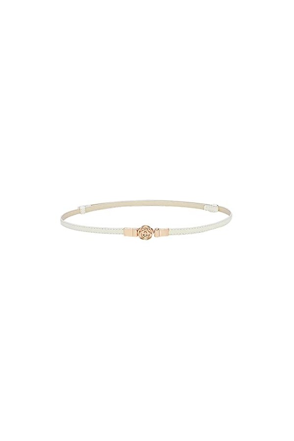 Ceinture réglable élégante et polyvalente avec fermoir à boucle élastique pour femme, blanc, taille unique