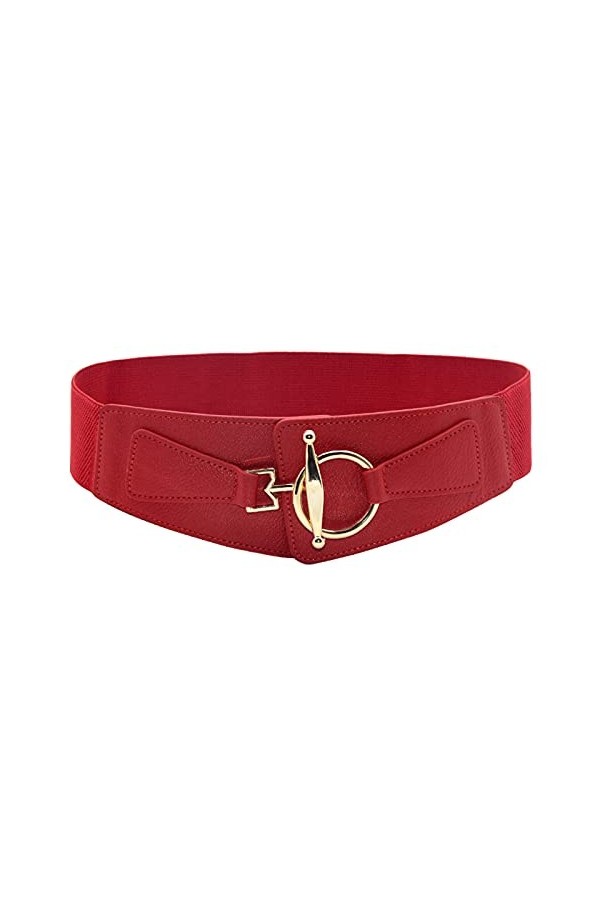 YSJZBS Ceinture pour femme extensible en cuir noir - Large taille élastique - Ceinture enroulée rétro - Ceinture en jean - Ce