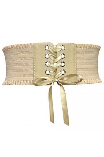 Cremlank Ceinture à lacets pour femme - Bande élastique décorative - Kaki