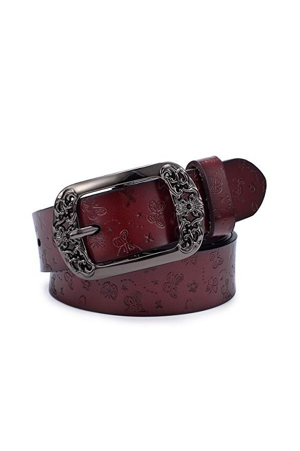 McFanBe Ceinture en Cuir Pour Femmes Pour Dames Pantalons Pour Filles Jeans Taille Sous 48 Pouces XL 39"-42" , A largeur 1,3