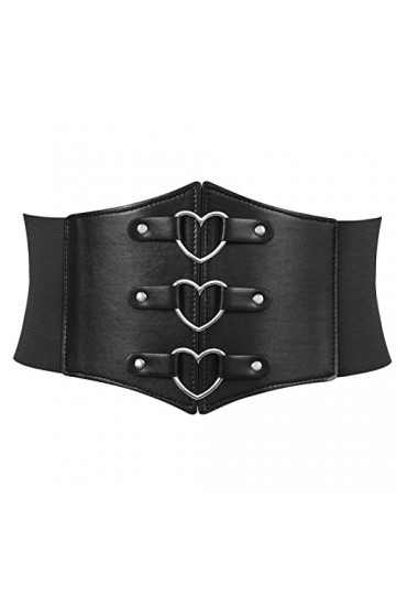 LEACOOLKEY Ceinture de corset large élastique pour costume dHalloween - Ceinture à lacets pour robes, H-café joint torique 