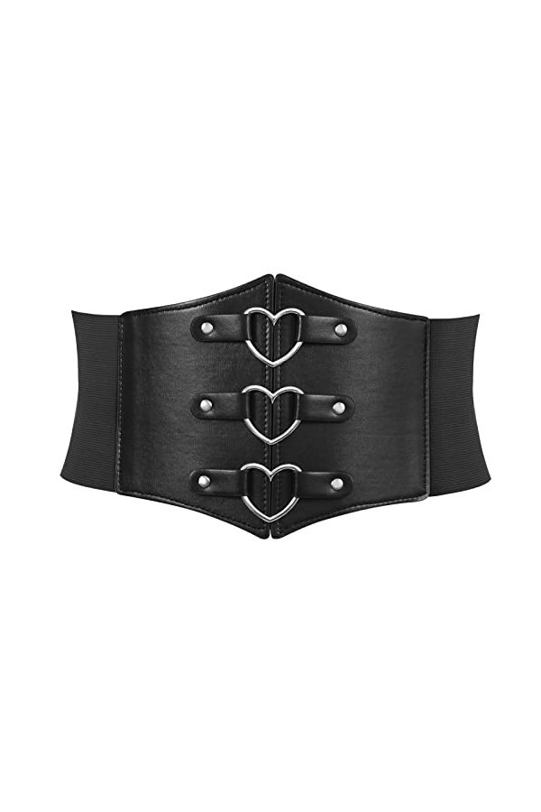 LEACOOLKEY Ceinture de corset large élastique pour costume dHalloween - Ceinture à lacets pour robes, H-café joint torique 