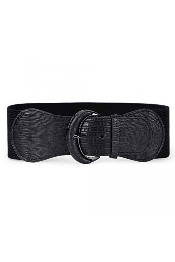 WERFORU Ceinture large extensible femme pour robe femme boucle élastique crochet de ceinture, a-noir, 42-46.5W