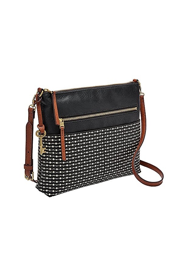 Fossil Sac pour Femmes Fiona, PVC/Polyuréthane Fourreau rayé noir 30.18 cm L x 7 cm l x 25.1 cm H ZB7271080