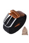 Ceinture Tressée,Ceinture élastique Extensible Stretch Femme avec Sangle Boucle Métal Dans un Sac en Lin Taille Ajustable pou