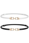 WERFORU Ceinture skinny pour femme - Ceinture fine réglable en cuir avec boucle dorée, B-noir+blanc, Anzug für Taillengröße u