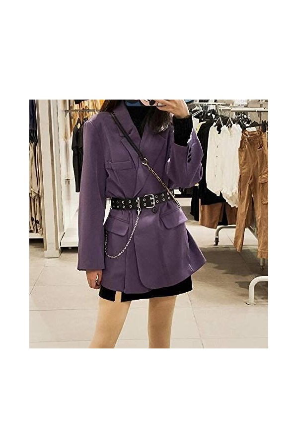 INOGIH Ceinture à double œillet en cuir avec chaîne pour femmes jeans robes, Noir avec chaîne, Taille Unique