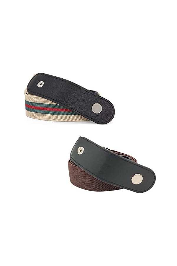 TASHELLS 2 Pièces Ceintures Sans Boucle,Ceinture élastique Femme,Ceinture Invisible Pour Jeans,Extensible,Grande Taille,Ceint