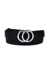 MYB Ceinture en simili cuir pour femme - boucle à ardillon - hauteur 25mm Noir Argent , 90-105 cm 