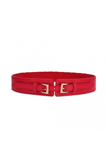 JasGood Ceinture en cuir élastique pour femme - Large ceinture stretch pour robe, c-rouge, taille 68cm-94cm