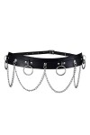 Milakoo Ceinture en cuir PU avec œillets punk/rocker pour femme avec chaînes – Boucles réglables, F1., taille unique