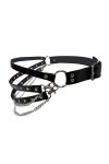 Milakoo Ceinture en cuir PU avec œillets punk/rocker pour femme avec chaînes – Boucles réglables, F1., taille unique