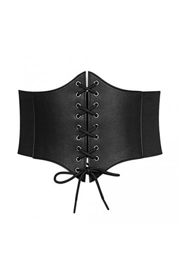 WERFORU Ceinture large à lacets pour femme, I-Noir., 31-35W