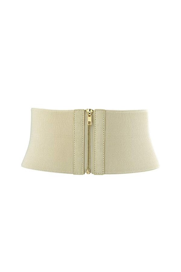 Ayliss Ceinture élastique large pour femme avec fermeture éclair - marron - taille 25.59/31.10"