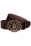 NormCorer Ceinture en cuir véritable en cuir féminin pour jeans 115 cm de long, café 