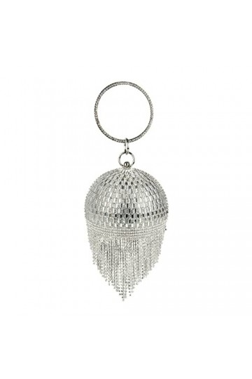 Lanpet Pochette de soirée ronde en cristal pour femme, B argenté. , Taille unique