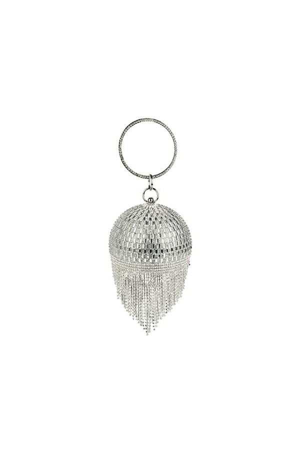 Lanpet Pochette de soirée ronde en cristal pour femme, B argenté. , Taille unique