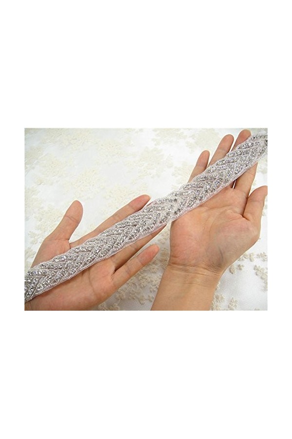 ShinyBeauty Ceinture avec strass pour enterrement de vie de jeune fille , Silver, width is 2.5cm, length is 1yard